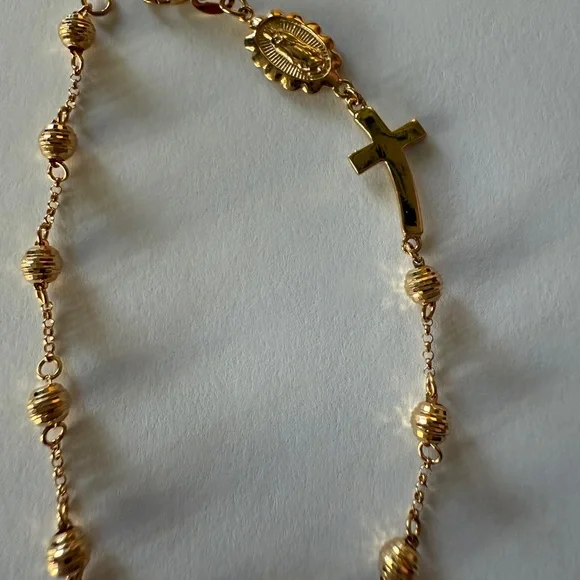 18K Solid Gold Rosary Bracelet - Picture 2 of 7